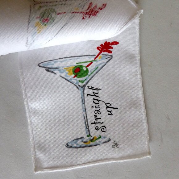 NEW CECIL SAYDAH COCKTAIL BAR TOWEL NAPKIN COASTER MARTINI SHAKER SET (NEW) - Picture 6 of 10
